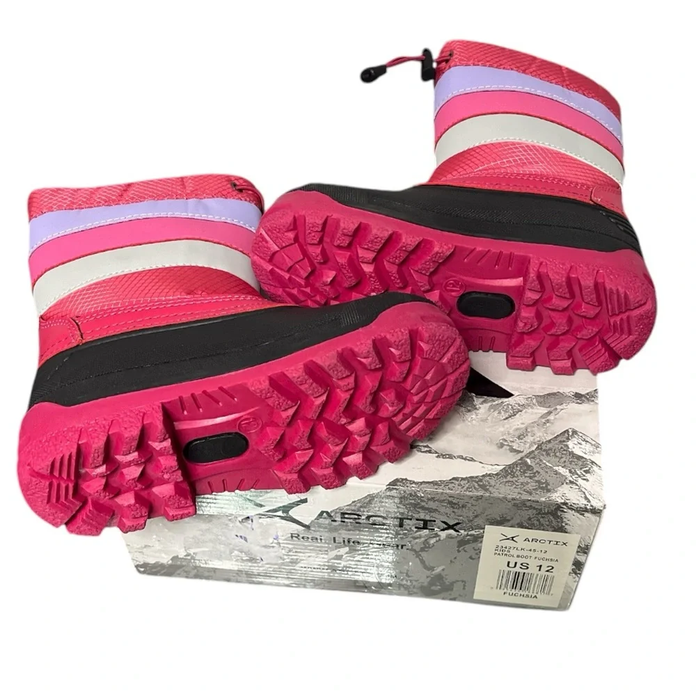 Arctix Kids' Patrol Winter Boots in Fuchsia, Purple, Black and Gray Sz 12